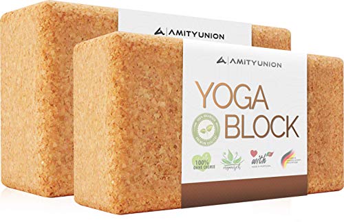 Joga Solutions® Pilates Klotz Yoga Block Kork 100% Natur Yogablock 2er Set 