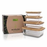 ecobuna glas frischhaltedosen mit bambus deckel 4er set glasbehaelter mit holzde