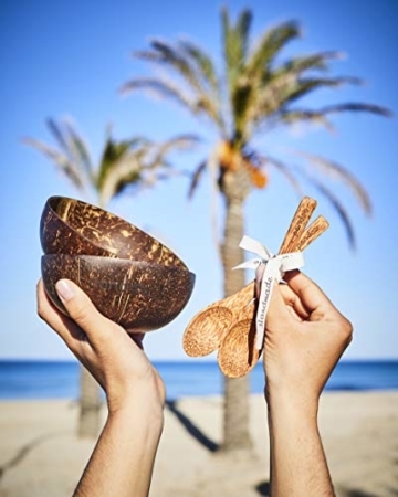pandoo kokosnuss schalen 2er set mit loeffeln 100 naturprodukt plastikfreie alte 1