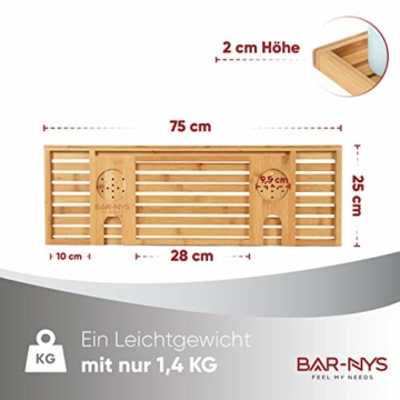 bar nys badewannenablage aus bambus braun 75x25x2cm tablett holz zur ablage robu 1
